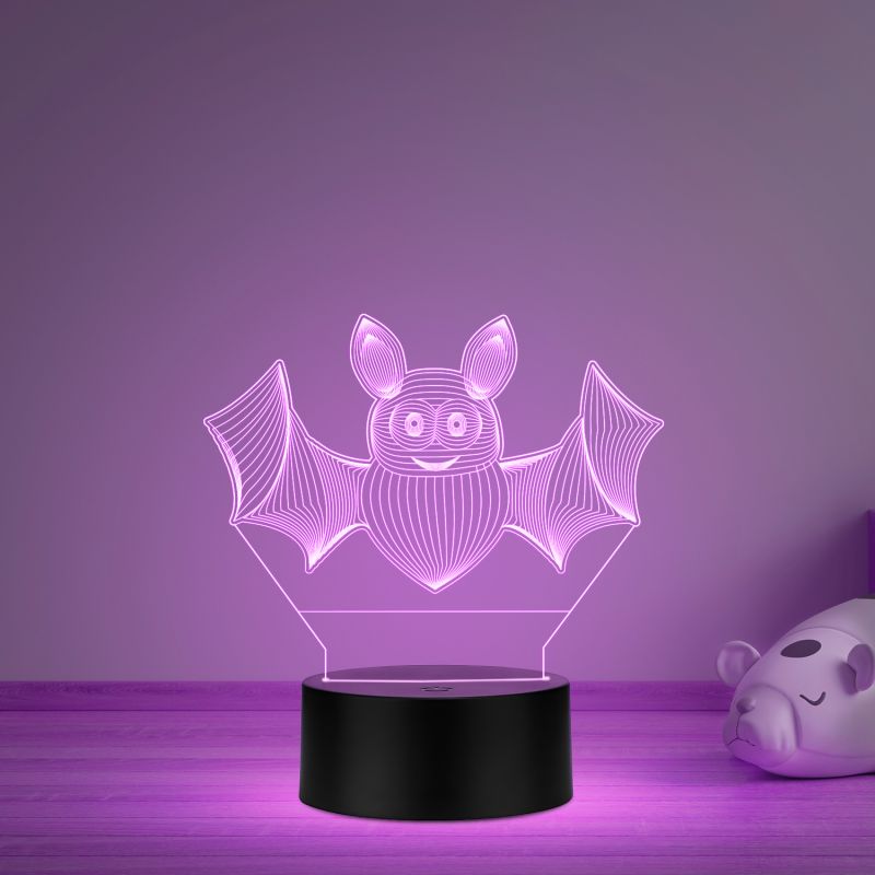 3D Illusion Bat Animal Led Night Lamp Multicolored Room Decor